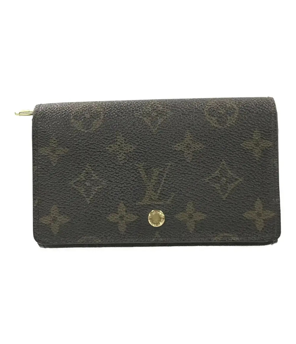 Louis Vuitton Bifold Wallet Coin Purse Billet Monogram Canvas Leather Brown